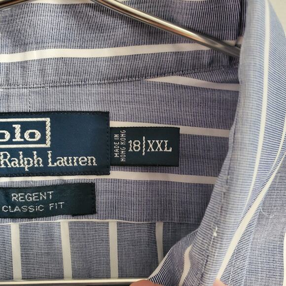 Ralph Lauren XXL Men’s Button Down Shirt Bundle Classic Fit Navy & Blue Stripe - Picture 3 of 12